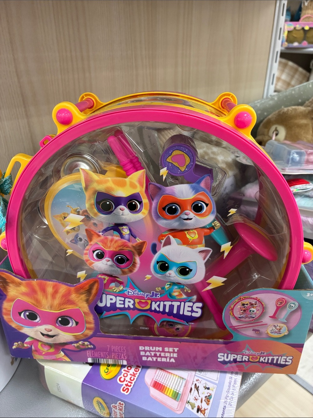 Disney Super Kitties Pink and Yellow Drum Set